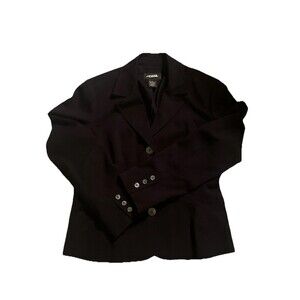 EDDIE BAUER Women Black BLAZER JACKET 8 Petite